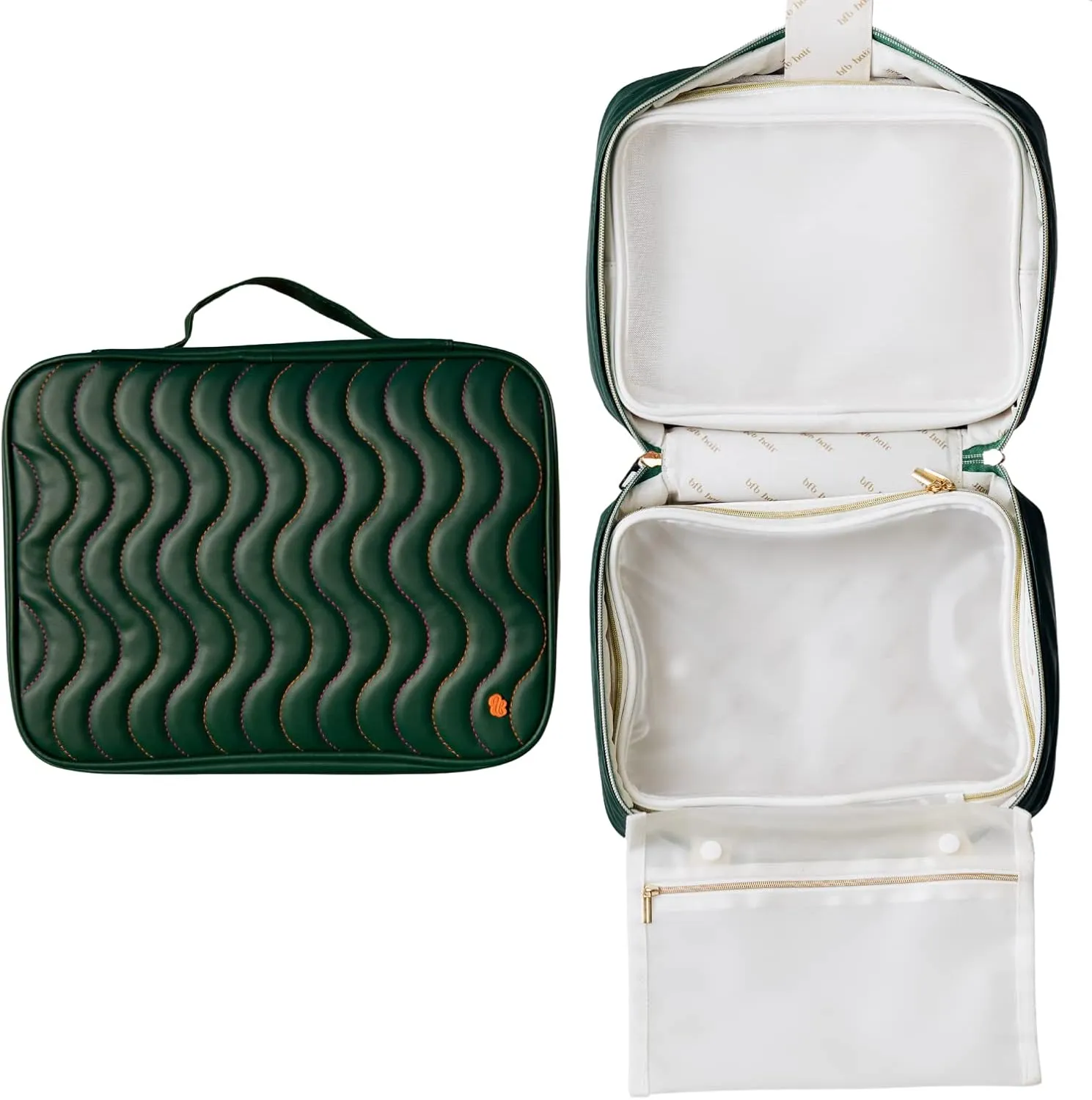 BFB Everywhere Bag Toiletry Bag Travel Bag with Hanging Hook, Water-resistant Makeup Cosmetic Bag Travel Organizer for Accessories, Shampoo, Full Sized Container, Toiletries, (Green)