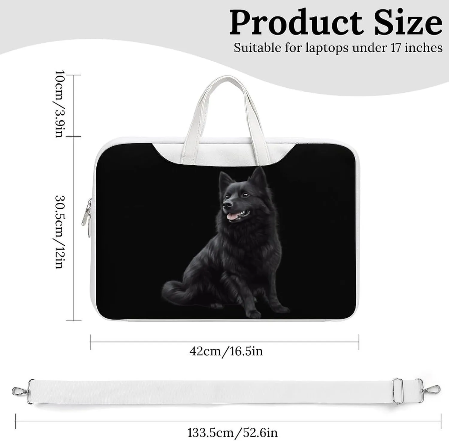 Black Schipperke Dog Leather Bag Laptop Case Slim Water Resistant Computer Bags with Handle Briefcase for Work