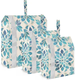 Blue Bohemian 3 Set Travel Packing Cubes For Suitcases With Zipper Garment Bag Closet Storage Ziplock Bag Clothes Storage