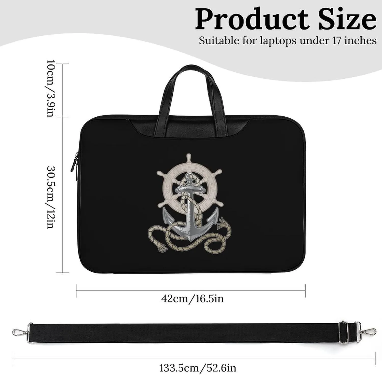 Boat Anchors And Rudder Leather Bag Laptop Case Slim Water Resistant Computer Bags with Handle Briefcase for Work