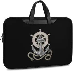 Boat Anchors And Rudder Leather Bag Laptop Case Slim Water Resistant Computer Bags with Handle Briefcase for Work