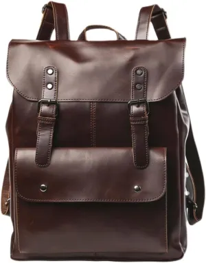 Bookbags Travel Bags Cowhide Casual Daypack Laptop Bags Mens Leather Backpacks Briefcases Hiking Daypacks (Brown)