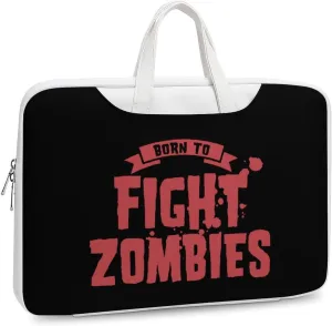 Born To Fight Zombies Leather Bag Laptop Case Slim Water Resistant Computer Bags with Handle Briefcase for Work