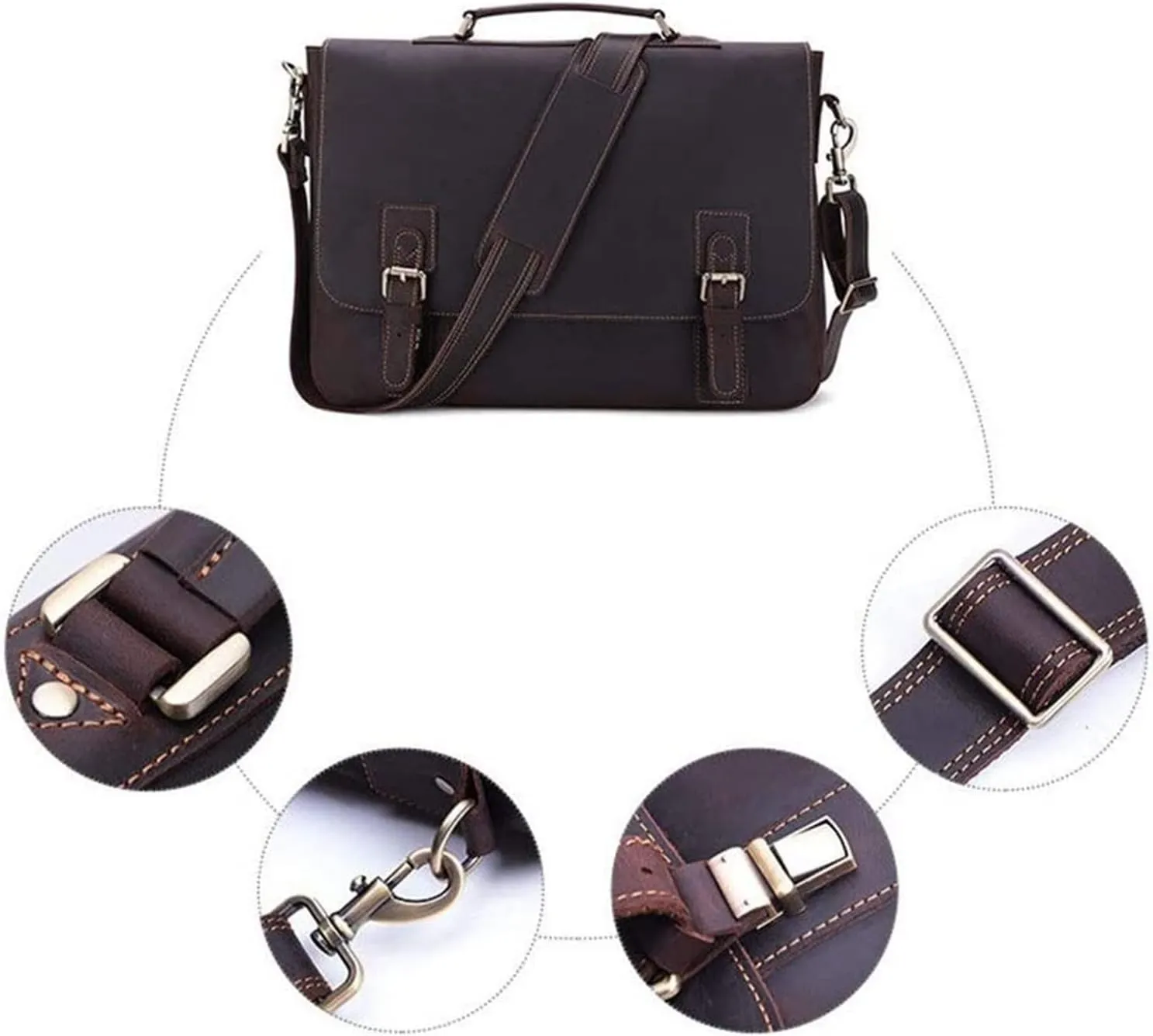 Briefcases Vintage Messenger Handbag, Flapover Business Briefcase 15.6" Laptop Tote Handbag Large Capacity