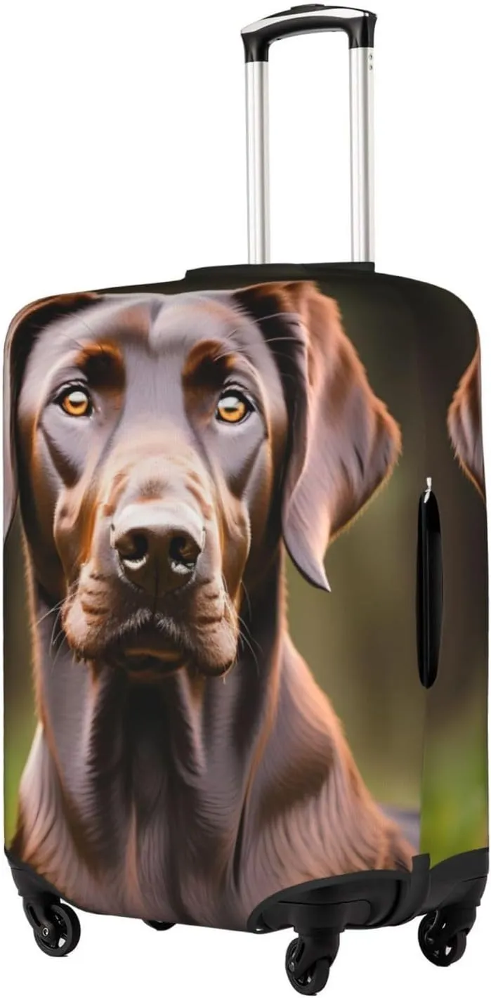 Brown Labrador Retriever Print Washable Suitcase Cover Protective Luggage Cover Anti Scratch Travel Gear Protector