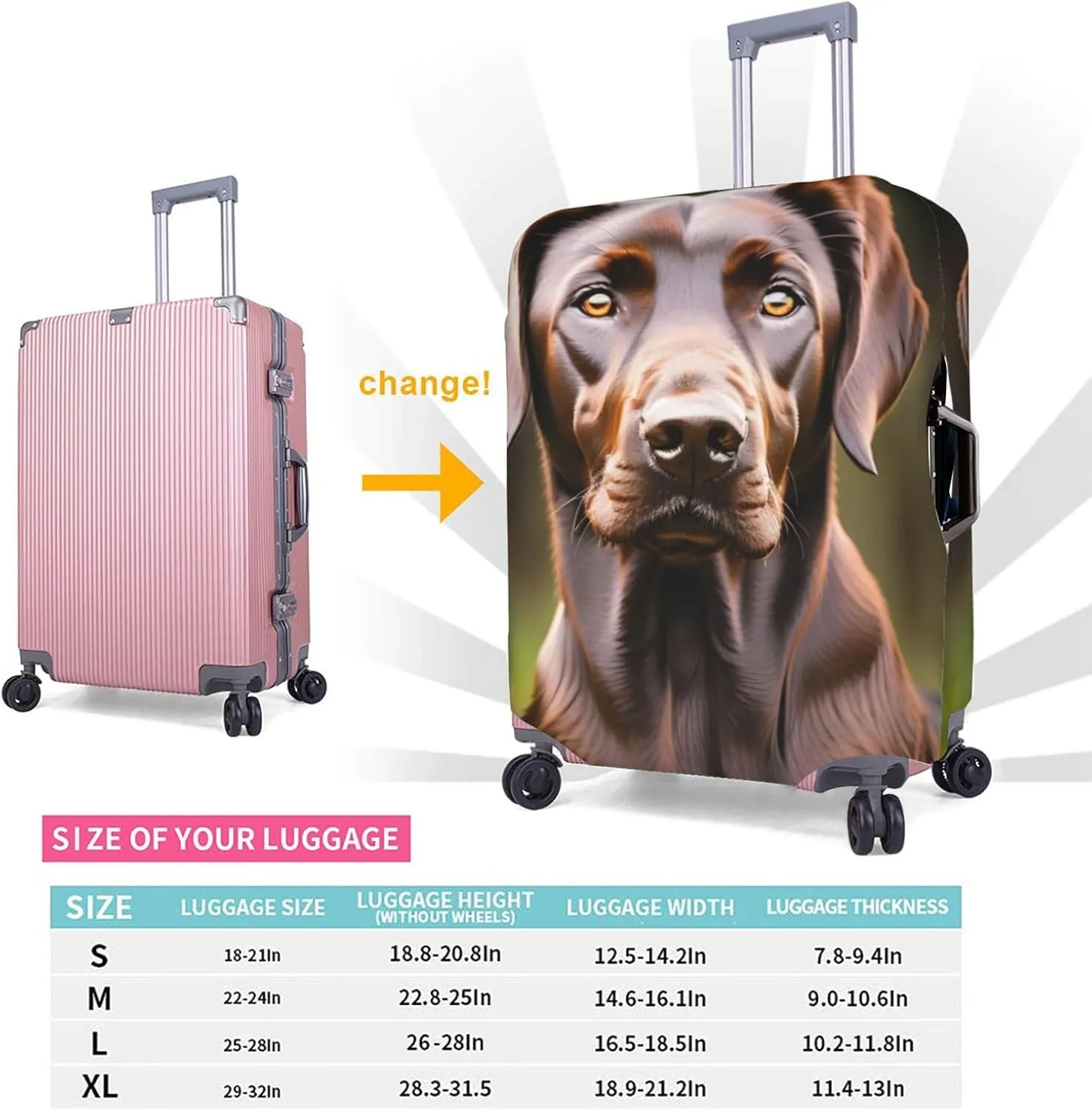 Brown Labrador Retriever Print Washable Suitcase Cover Protective Luggage Cover Anti Scratch Travel Gear Protector