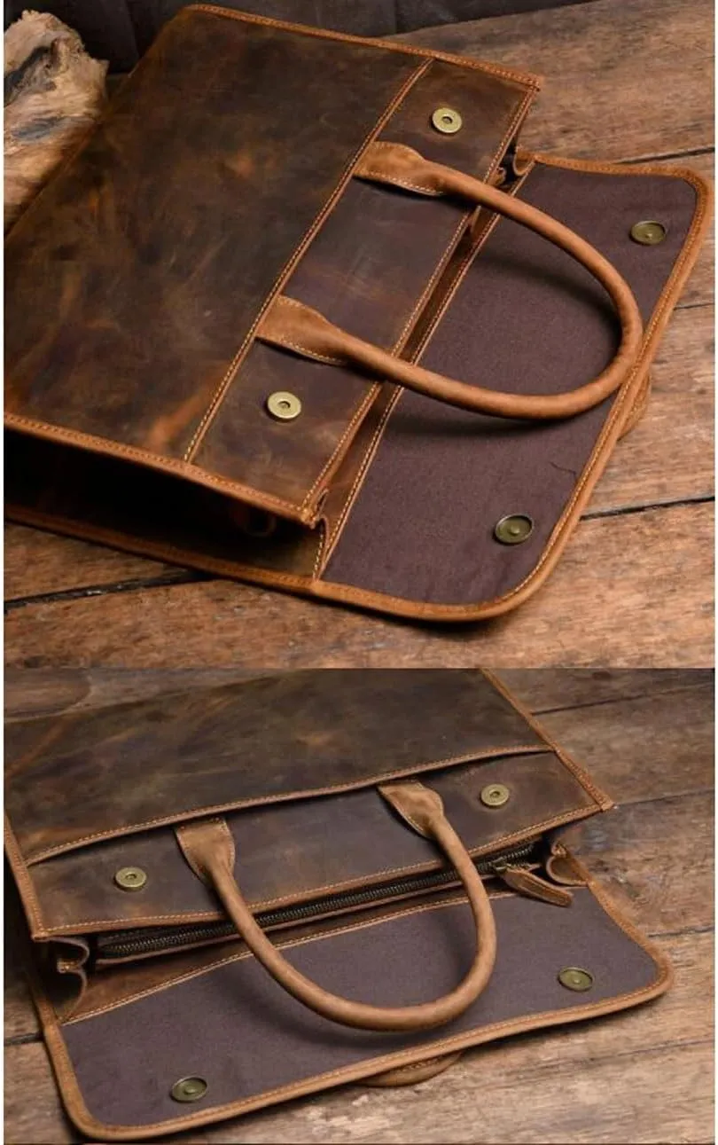 Business Briefcases Mens Genuine Leather Laptop Bags Messenger Shoulder Bags Carrying Cases Handbags
