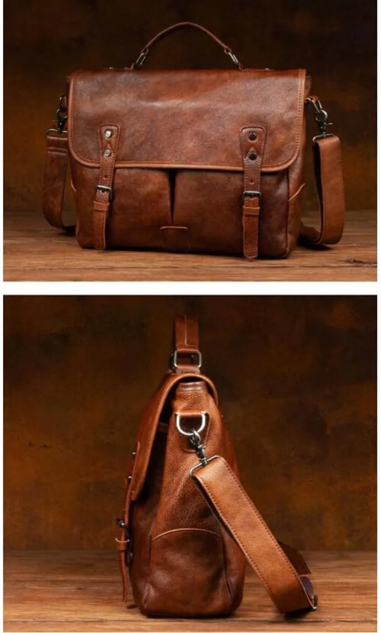 Business Handbags Mens Briefcases Messenger Shoulder Bags Genuine Leather Carrying Cases Laptop Bags