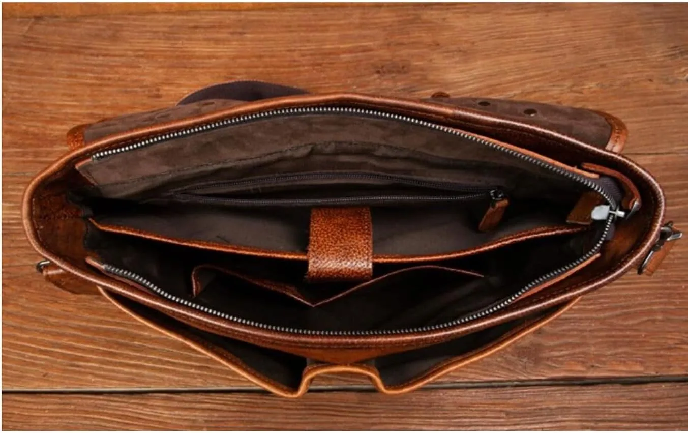 Business Handbags Mens Briefcases Messenger Shoulder Bags Genuine Leather Carrying Cases Laptop Bags