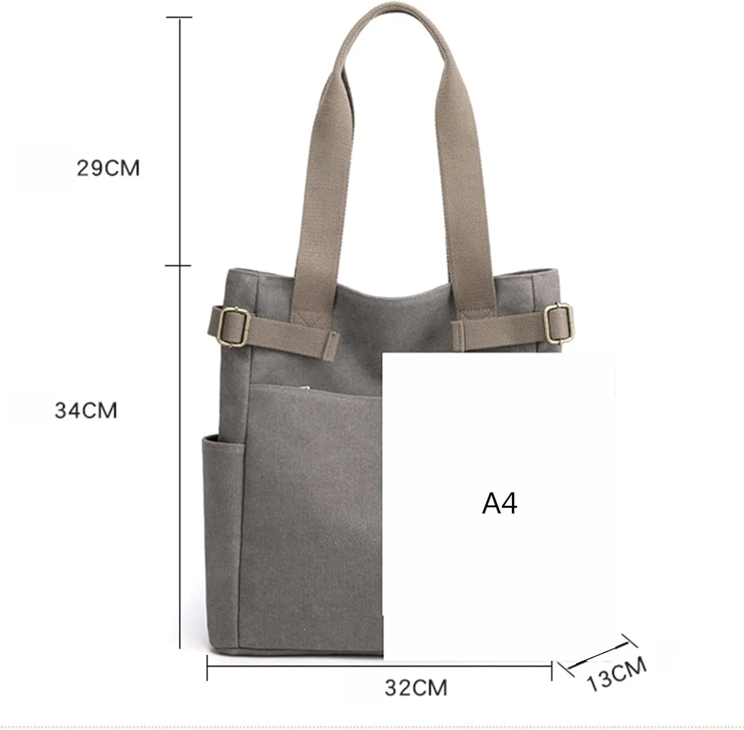 Canvas Tote Bag for Women With Pockets,Large Canvas Tote Bag With Zipper And Compartments Crossbody Work Tote Bag Fall Shoulder Bag Satchel Hobo Bag Messenger Bag For Everyday Shopping Travel (Black)