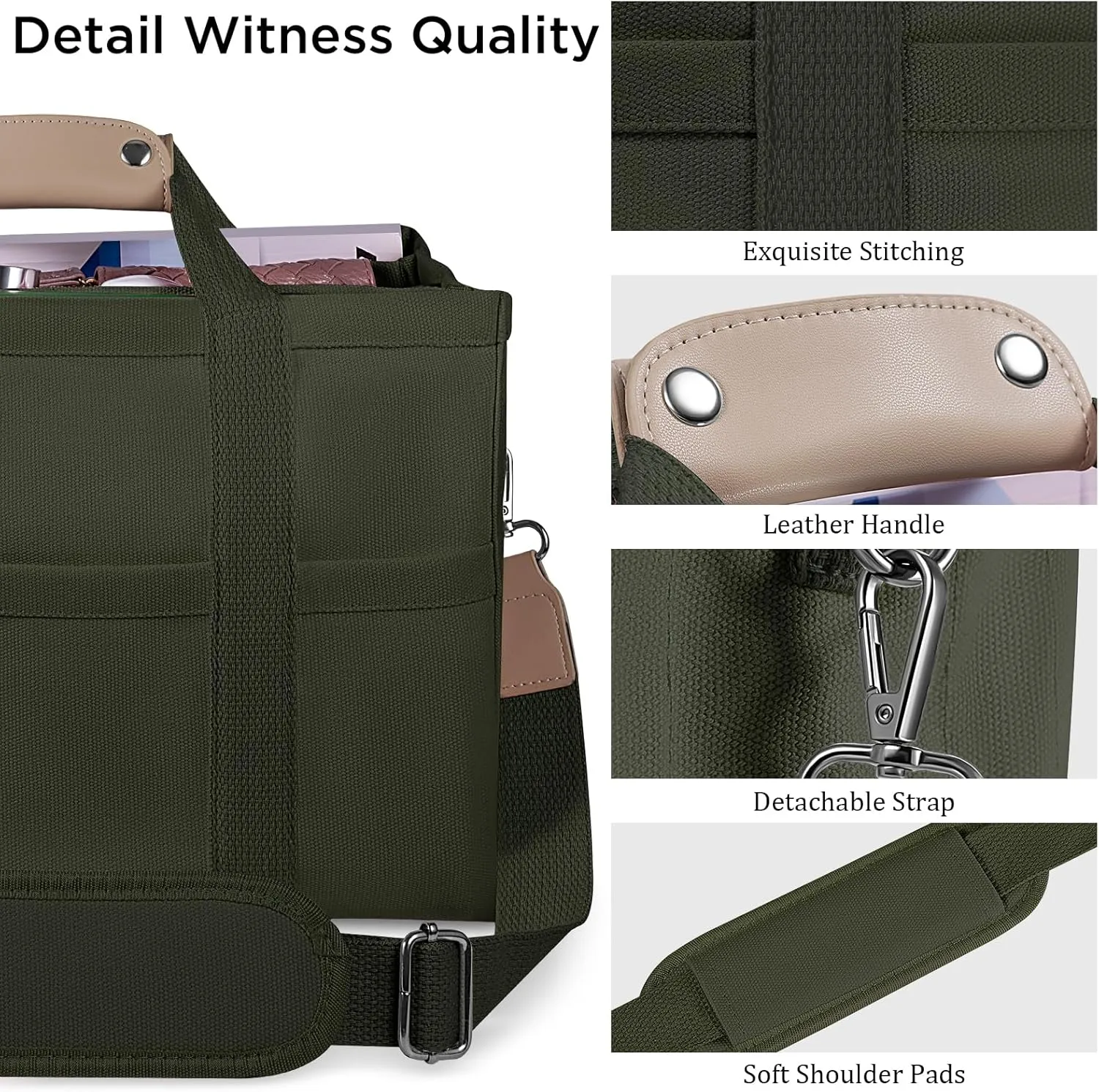Canvas Tote Bag with Multi Pockets Crossbody Tote Bag for Women Bible Handbag Everything Tote Bags with Compartments