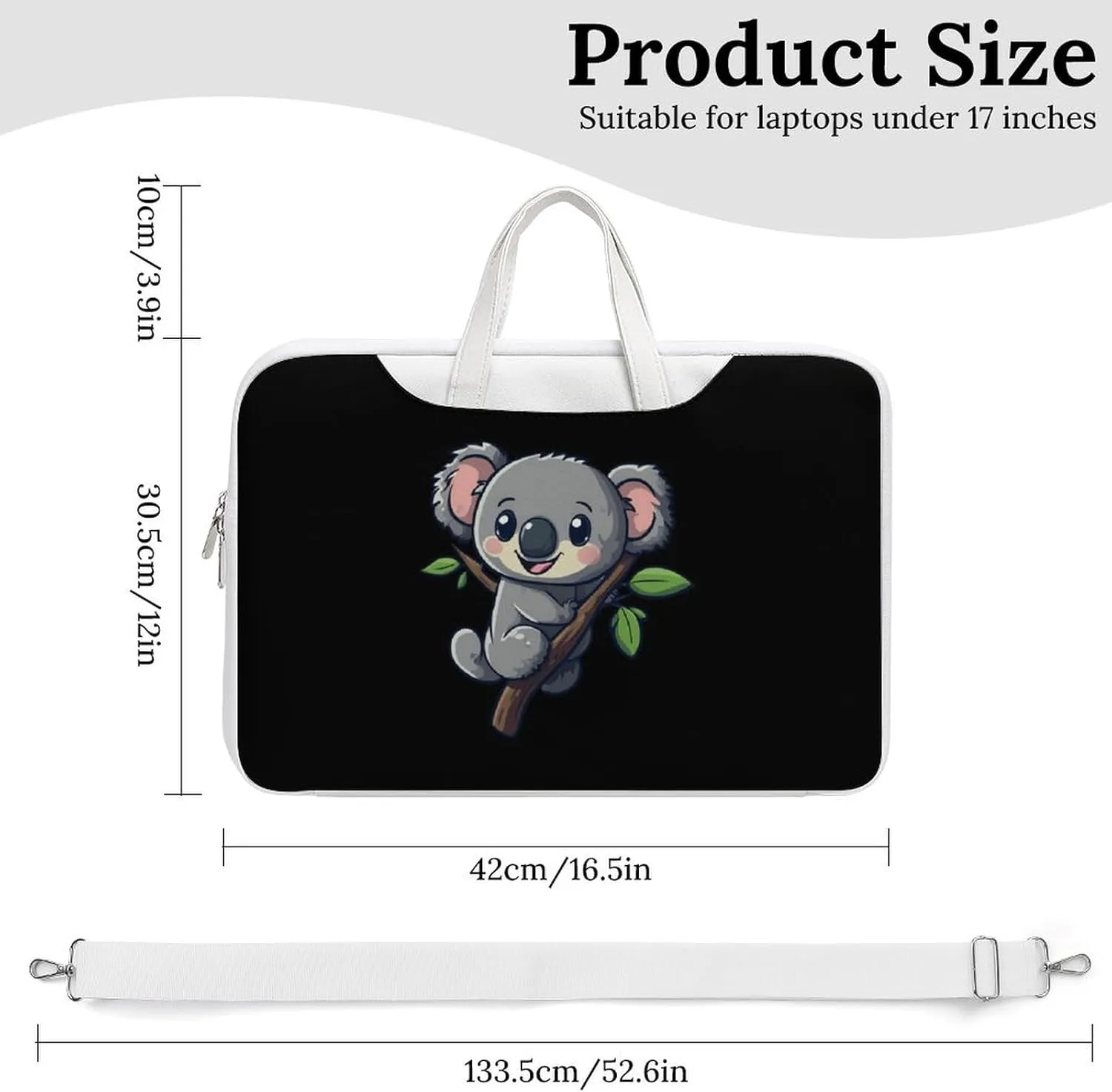 Cartoon Koala Leather Bag Laptop Case Slim Water Resistant Computer Bags with Handle Briefcase for Work