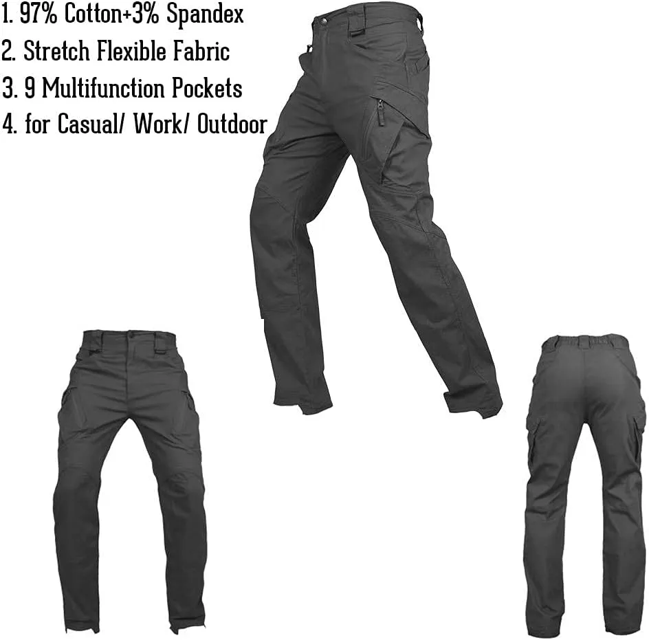 CARWORNIC Gear Men's Hiking Tactical Pants Lightweight Cotton Outdoor Military Combat Cargo Trousers