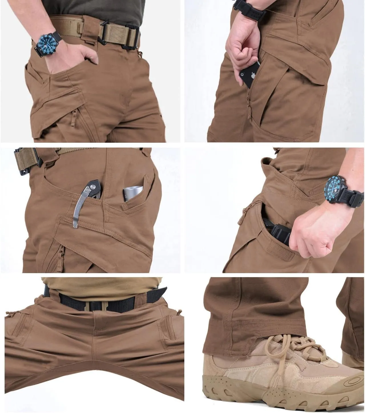 CARWORNIC Gear Men's Hiking Tactical Pants Lightweight Cotton Outdoor Military Combat Cargo Trousers