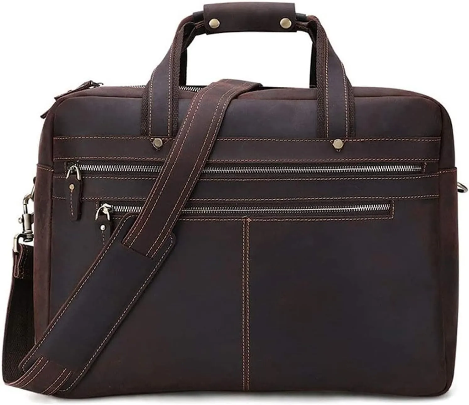 CcacHe Briefcases Vintage Messenger Handbag, Vintage Leather Briefcase 17" Laptop Tote Large Capacity Messenger Bag