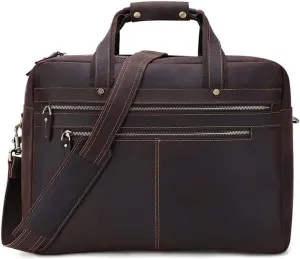CcacHe Briefcases Vintage Messenger Handbag, Vintage Leather Briefcase 17" Laptop Tote Large Capacity Messenger Bag