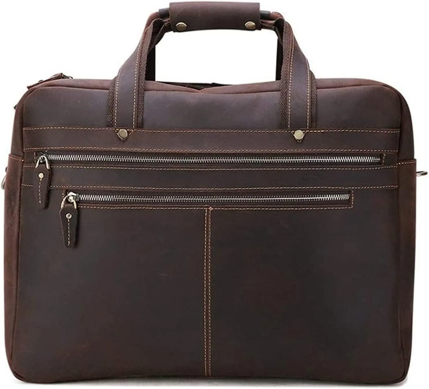 CcacHe Briefcases Vintage Messenger Handbag, Vintage Leather Briefcase 17" Laptop Tote Large Capacity Messenger Bag