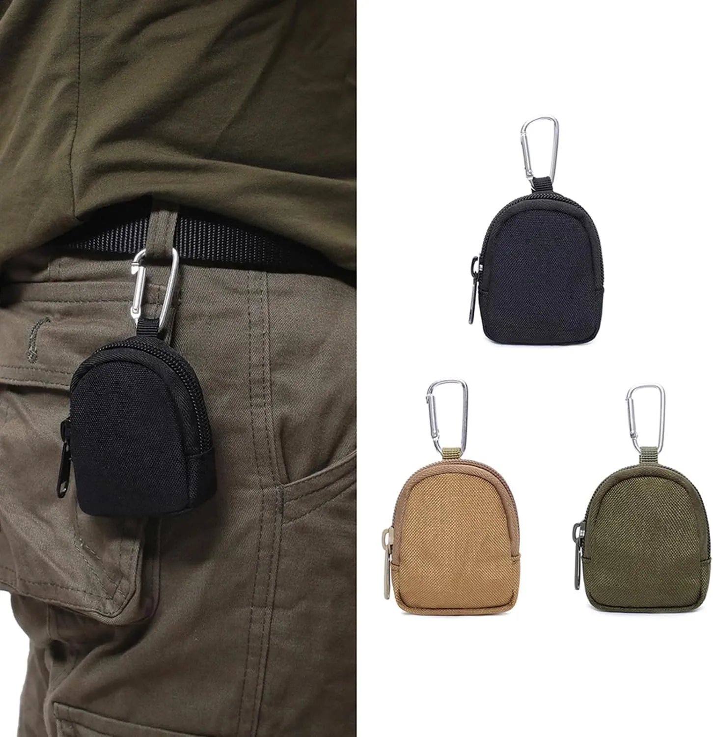 Change Purse Keychain Zippers Pocket Outdoor Key Bag Wallet Holder Men Coin Purses Pouches Belt Waist Pouches with Buckl