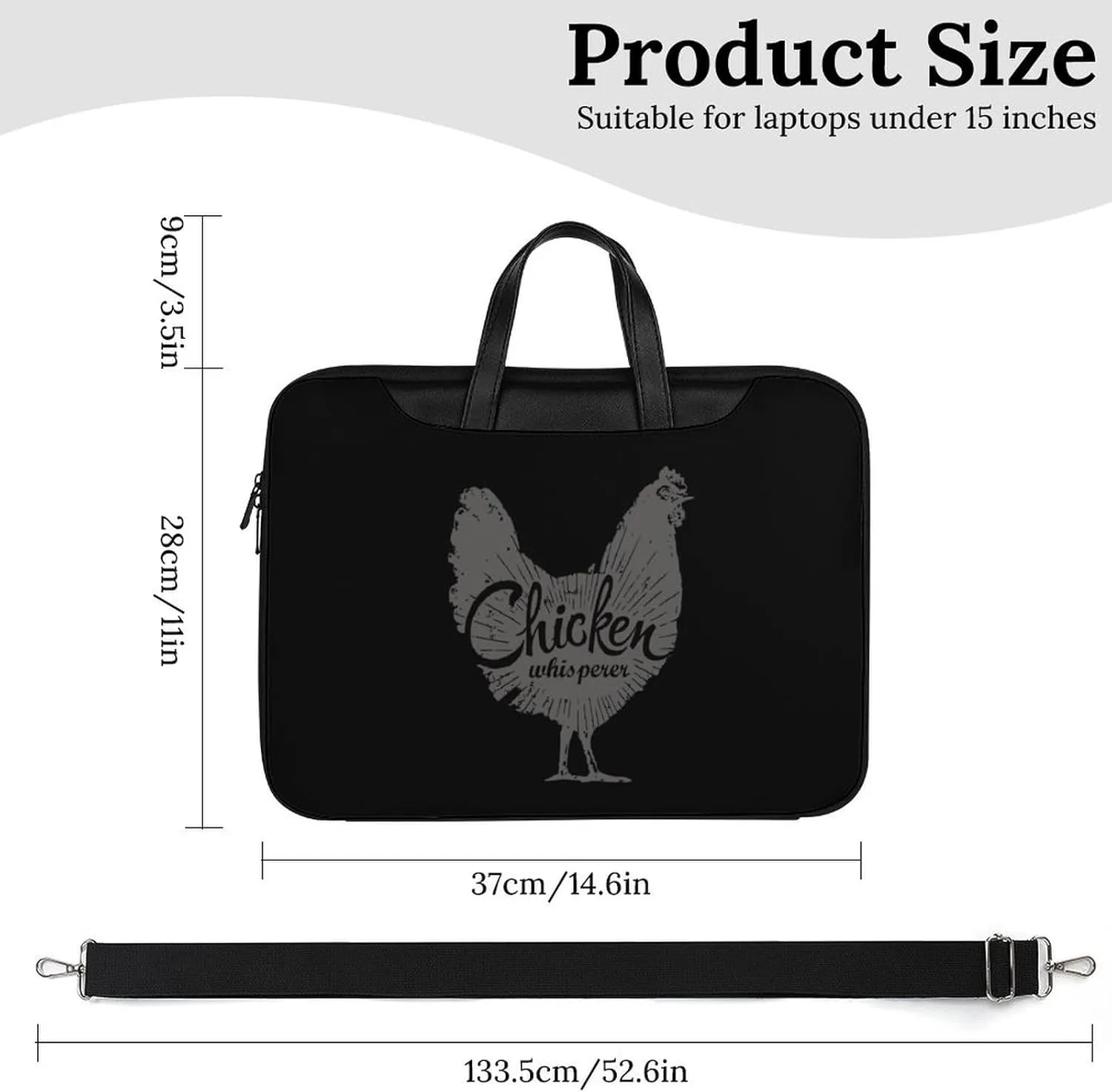Chicken Whisperer Leather Bag Laptop Case Slim Water Resistant Computer Bags with Handle Briefcase for Work