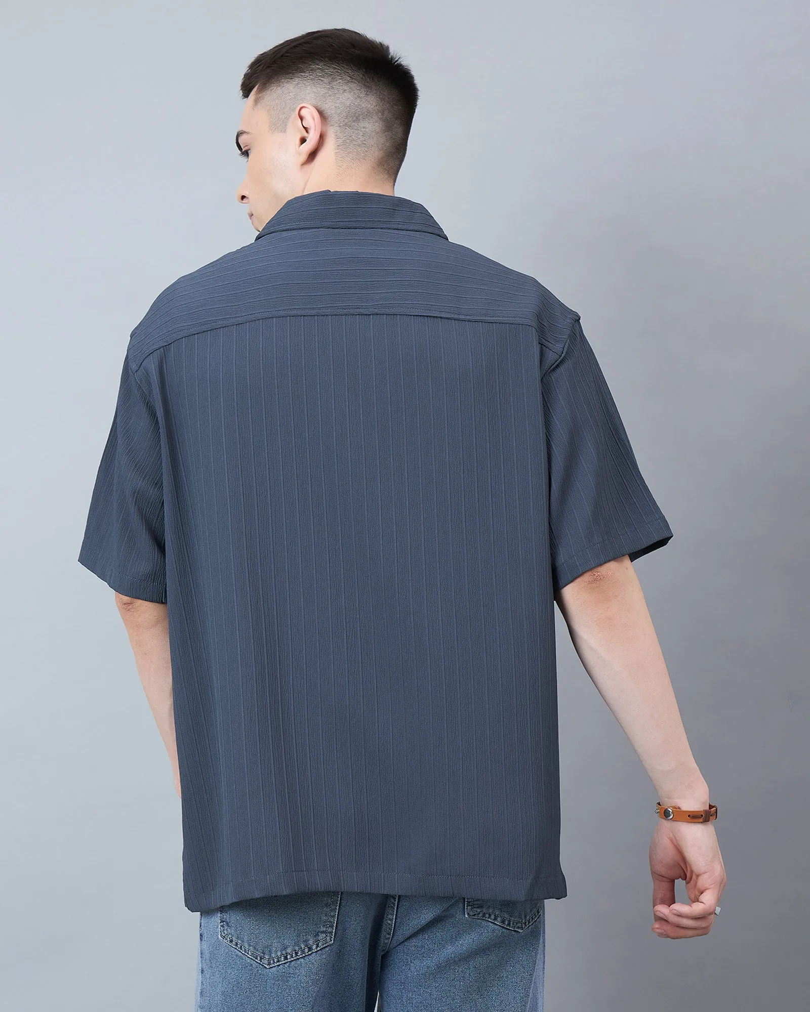Chimpaaanzee Men Grey Oversized Shirt