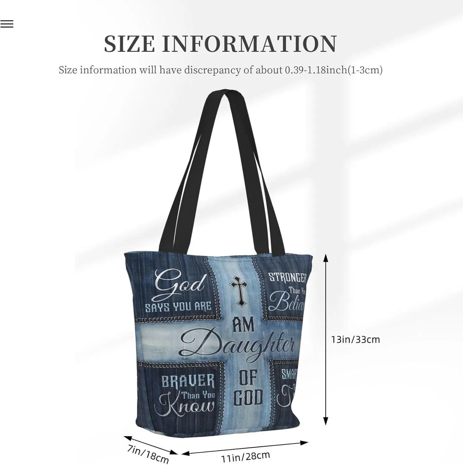 Christian Gifts Reusable Shopping Tote Bag Zippered Inspirational Tote Bags for Women Bible Verse Shoulder Bag