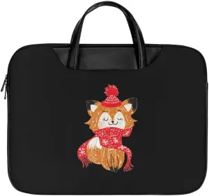 Christmas Cartoon Fox Laptop Case Slim Water Resistant Computer Bag with Handle Briefcase for Work
