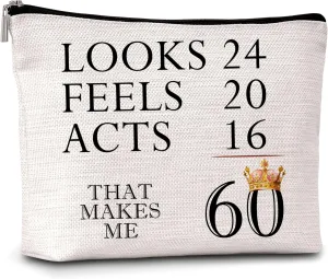 Classic Makeup Bag, 60th Birthday Gifts for Women Mom Aunt Friends Sister Coworkers, That Makes Me 60 Travel Toiletry Waterproof Cosmetic Bag - A22