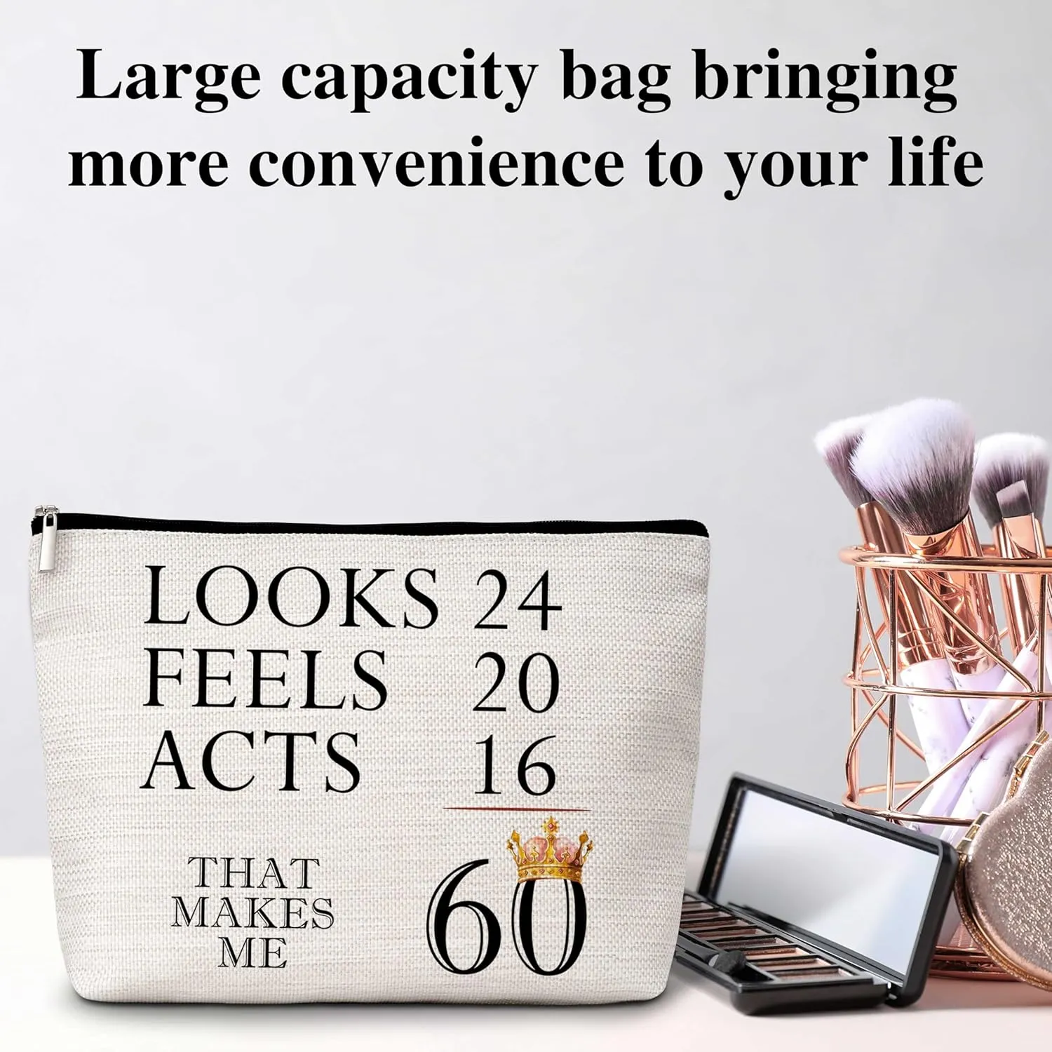 Classic Makeup Bag, 60th Birthday Gifts for Women Mom Aunt Friends Sister Coworkers, That Makes Me 60 Travel Toiletry Waterproof Cosmetic Bag - A22
