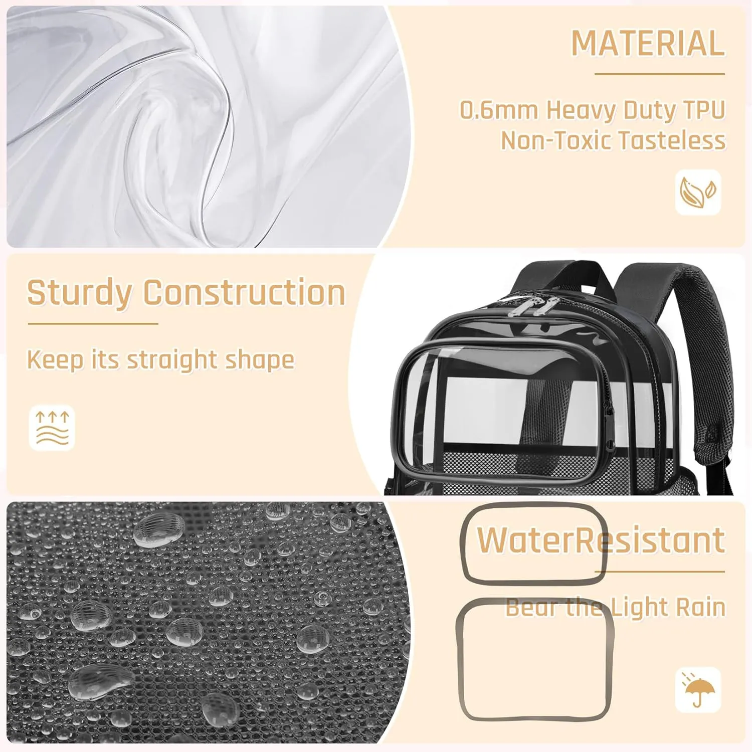 Clear Backpack for School - Large Heavy Duty Clear Bookbag for Boys and Girls, See Through PVC Transparent Backpacks