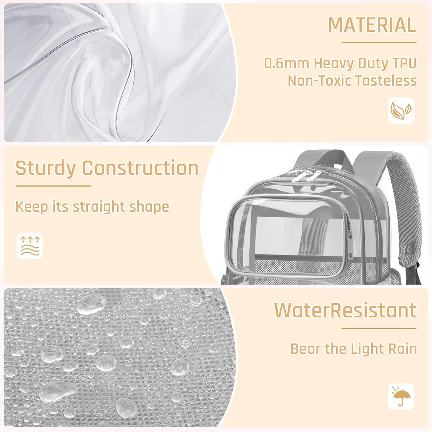 Clear Backpack for School - Large Heavy Duty Clear Bookbag for Boys and Girls, See Through PVC Transparent Backpacks