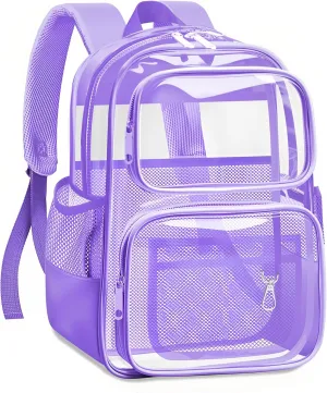 Clear Backpack for School - Large Heavy Duty Clear Bookbag for Girls, See Through PVC Transparent Backpacks