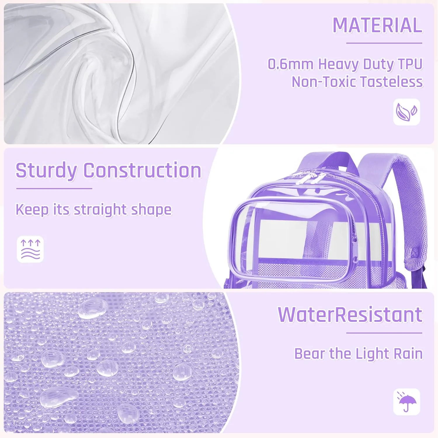 Clear Backpack for School - Large Heavy Duty Clear Bookbag for Girls, See Through PVC Transparent Backpacks