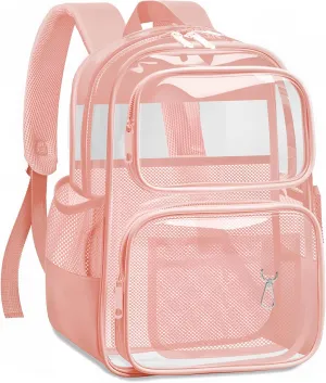Clear Backpack for School - Large Heavy Duty Clear Bookbag for Girls, See Through PVC Transparent Backpacks