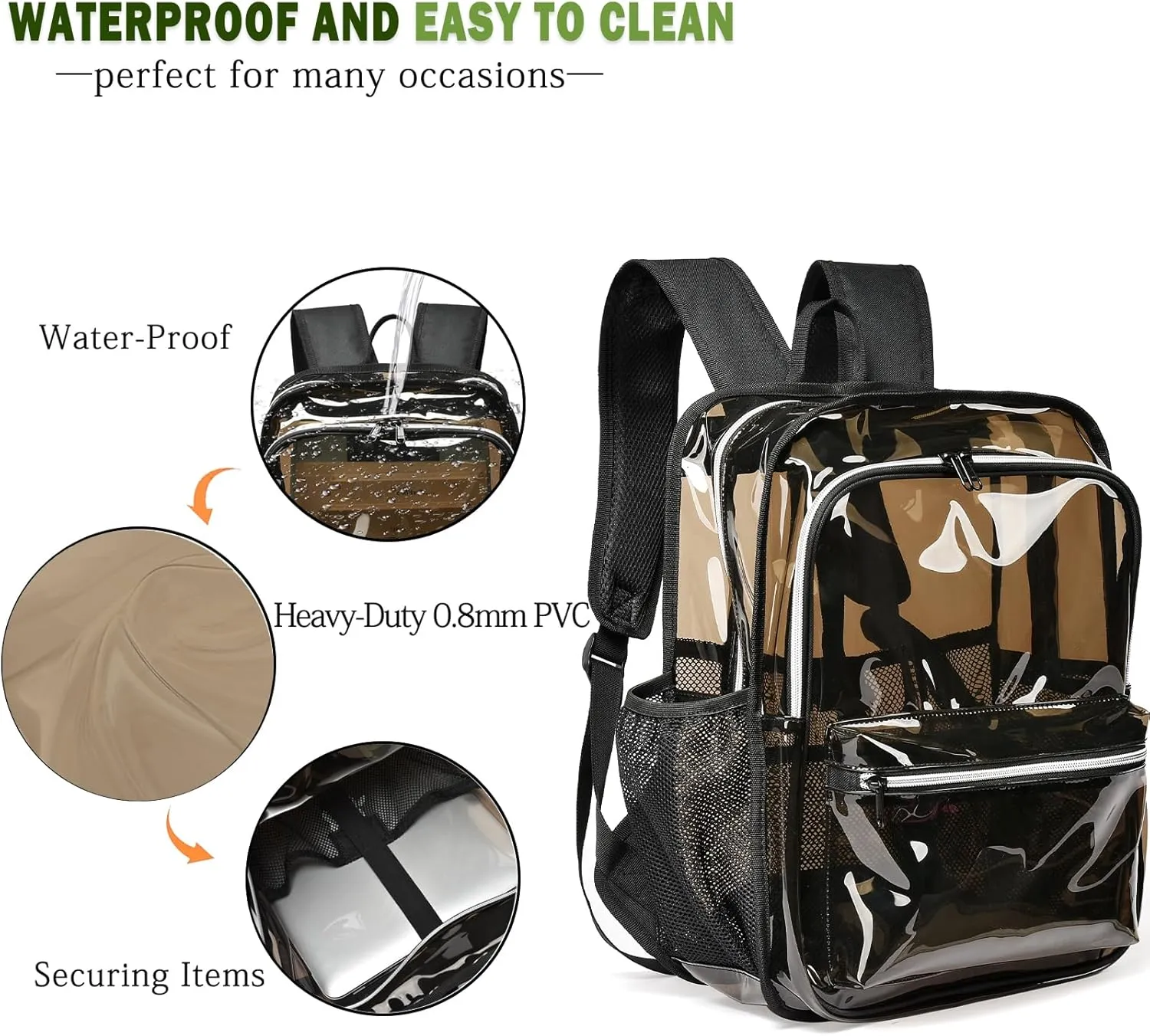 Clear Backpack,Clear Backpacks for School Heavy Duty See Through Bookbag Waterproof Backpack for Men Women