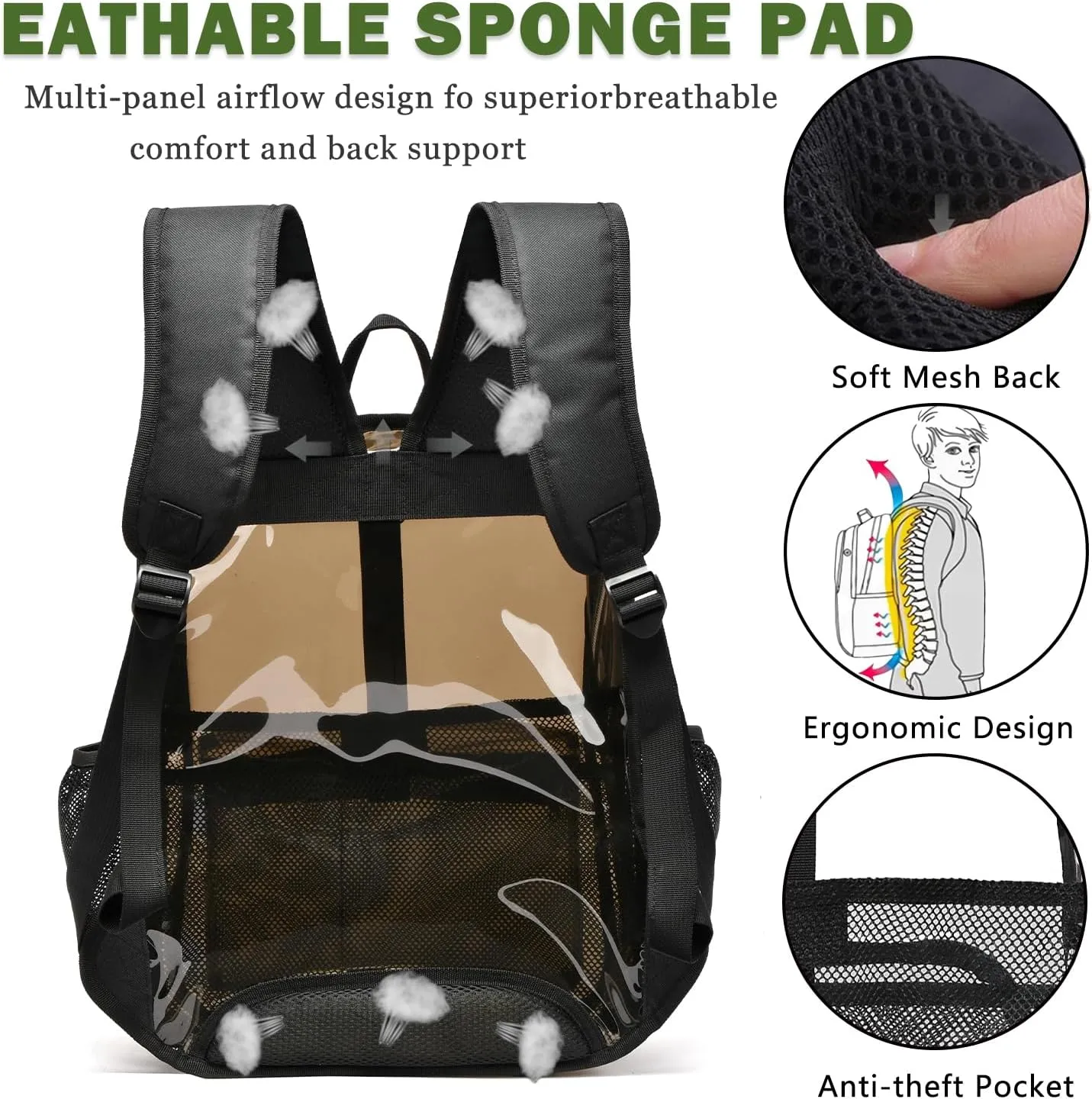 Clear Backpack,Clear Backpacks for School Heavy Duty See Through Bookbag Waterproof Backpack for Men Women
