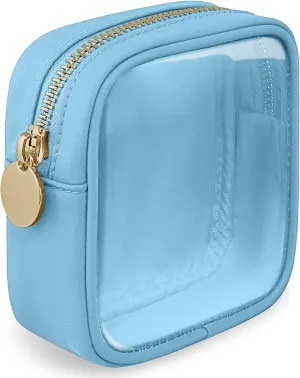 Clear Makeup Bag Mini Cosmetic Bag Women Clear Pouch Zipper Cute Pouches Make Up Travel Toiletry Purse Organizer Bags (Blue-1, MIni)