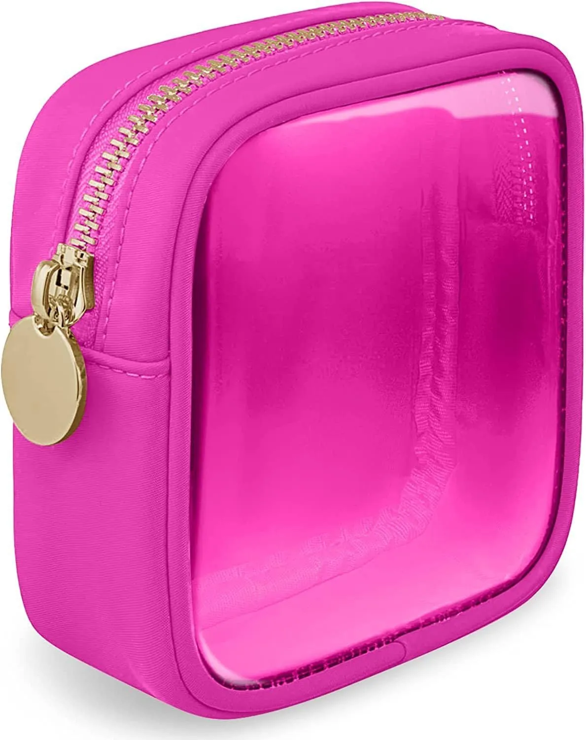 Clear Makeup Bag Mini Cosmetic Bag Women Clear Pouch Zipper Cute Pouches Make Up Travel Toiletry Purse Organizer Bags (Fuxia-1, MIni)