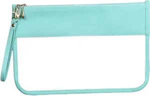 Clear Travel Pouches for toiletries, Travel Makeup Bag With Zipper For Women,Clear Pouches for Travel,Gym,Beach (Cyan)