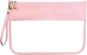 Clear Travel Pouches for toiletries, Travel Makeup Bag With Zipper For Women,Clear Pouches for Travel,Gym,Beach (Pink)