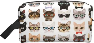 Cloth Small Makeup Bag with Zipper Cute Cat Makeup Brush Bag Portable Make up Pouch Funny Animal Cats Waterproof Travel Toiletry Bag Coin Purse Storage for Women, Cat Lover Gifts