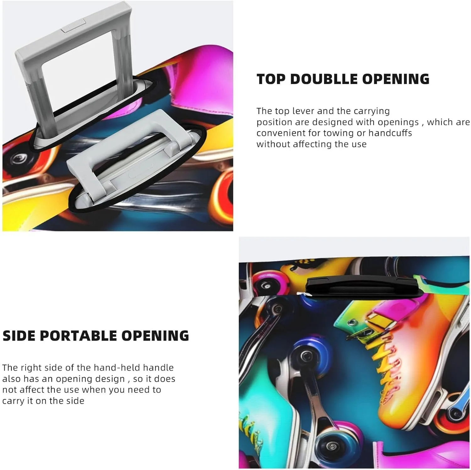 Colorful Roller Skates Print Washable Suitcase Cover Protective Luggage Cover Anti Scratch Travel Gear Protector