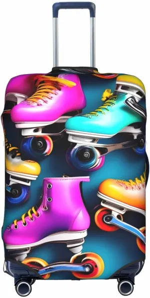 Colorful Roller Skates Print Washable Suitcase Cover Protective Luggage Cover Anti Scratch Travel Gear Protector