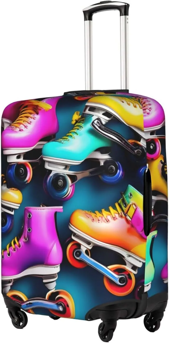 Colorful Roller Skates Print Washable Suitcase Cover Protective Luggage Cover Anti Scratch Travel Gear Protector