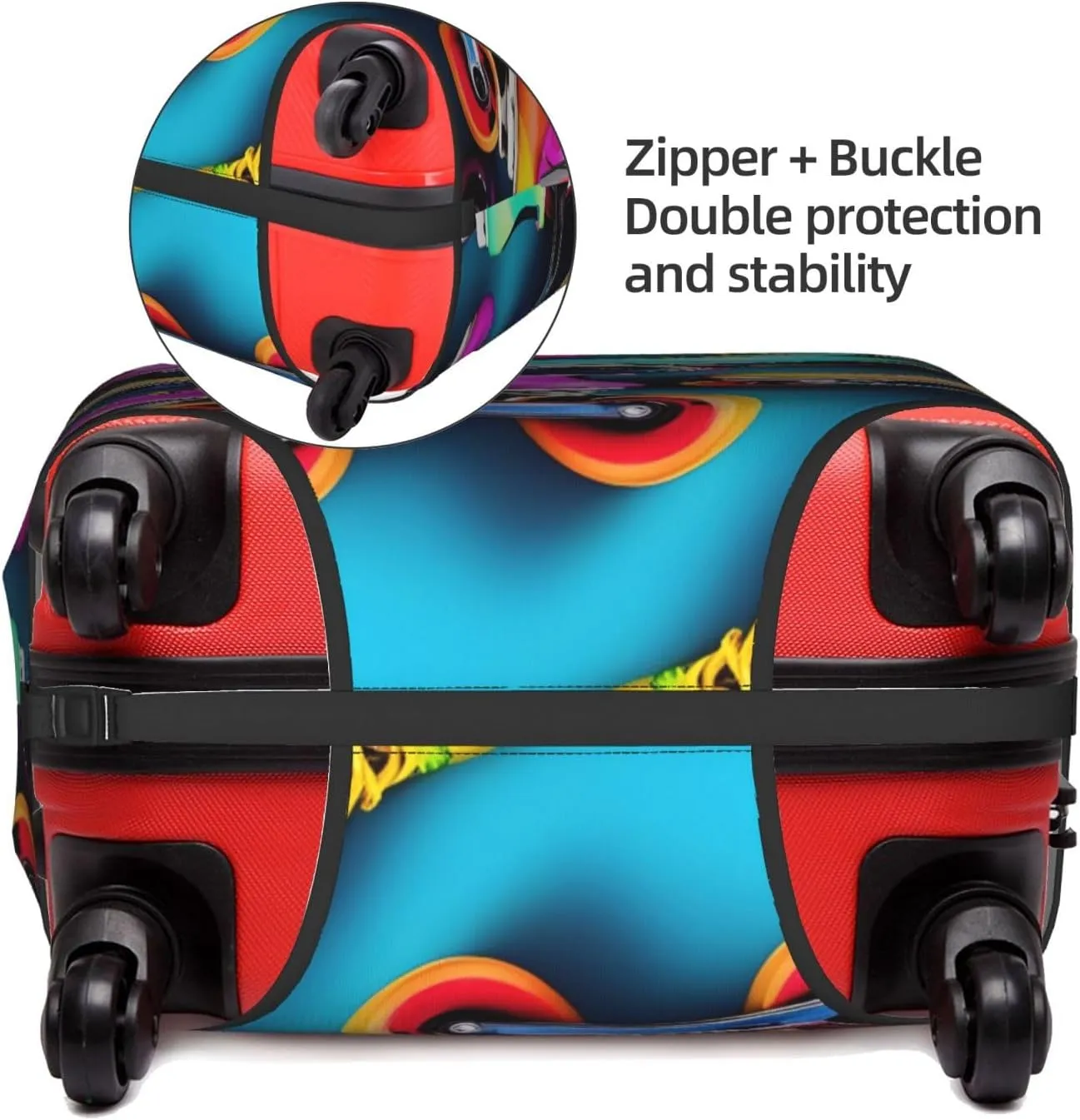 Colorful Roller Skates Print Washable Suitcase Cover Protective Luggage Cover Anti Scratch Travel Gear Protector