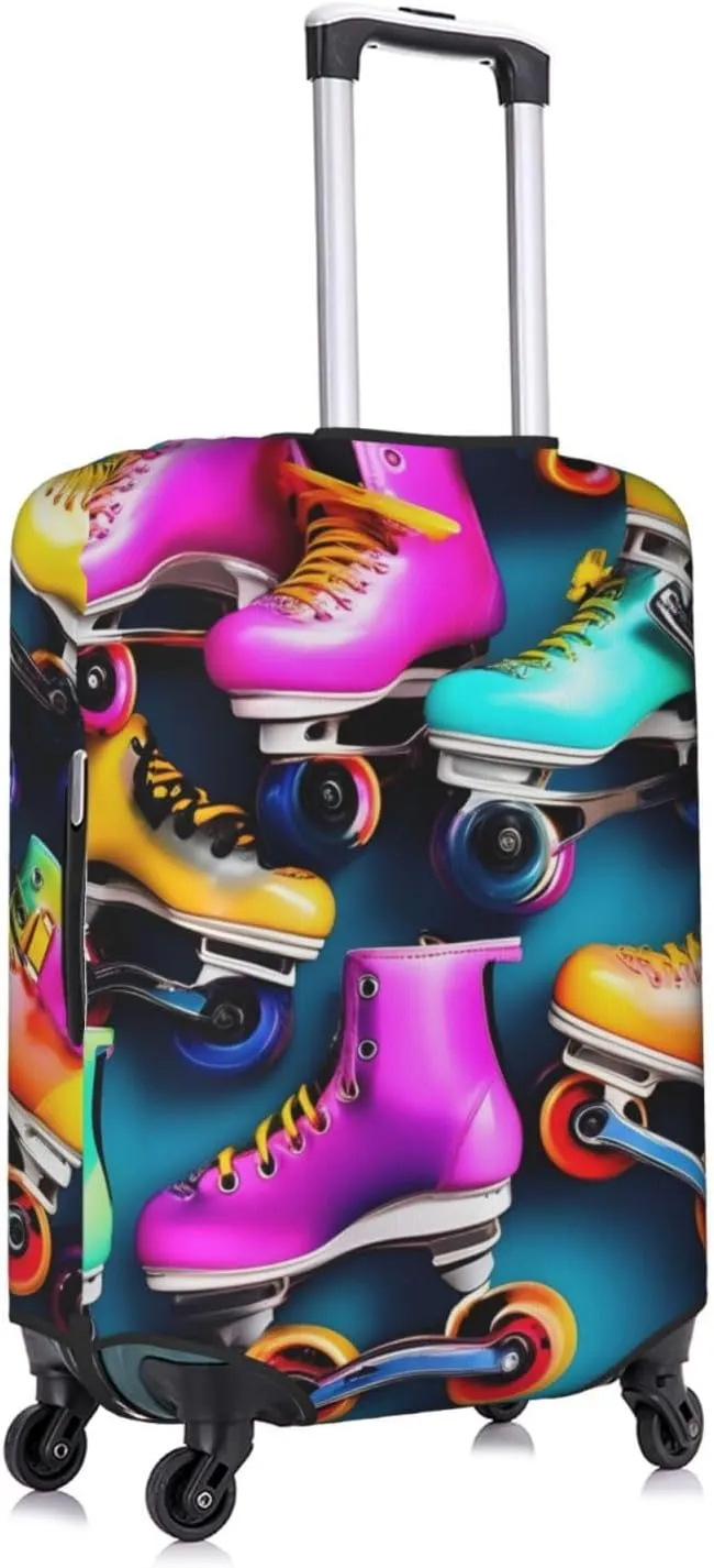 Colorful Roller Skates Print Washable Suitcase Cover Protective Luggage Cover Anti Scratch Travel Gear Protector