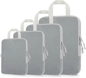 Compression Packing Cubes, Travel Accessories Packing Organizer, Lightweight Luggage Packing Cubes Travel Bag, Space Saving Travel Essentials for Suitcases(4Pack-Grey)