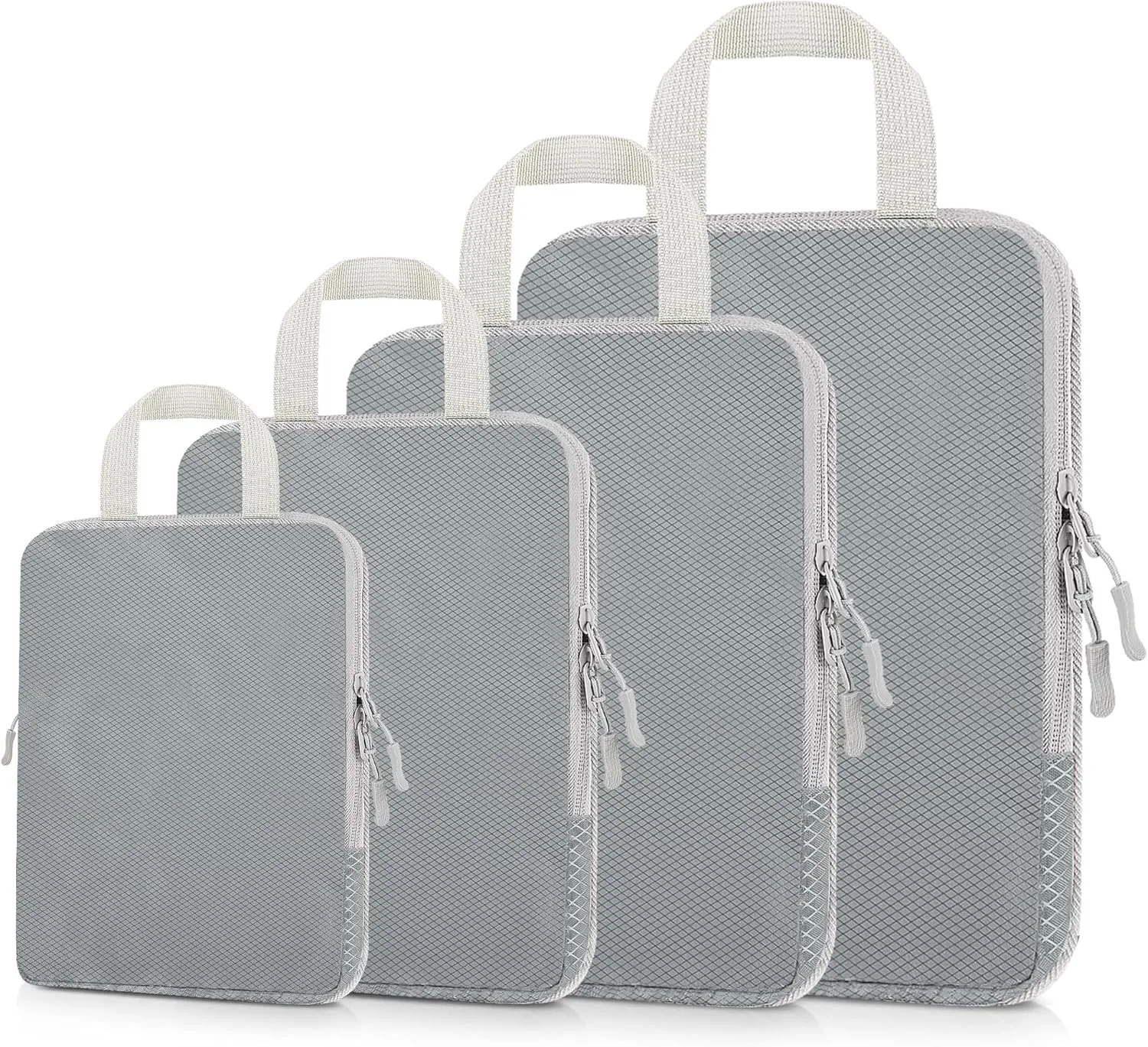 Compression Packing Cubes, Travel Accessories Packing Organizer, Lightweight Luggage Packing Cubes Travel Bag, Space Saving Travel Essentials for Suitcases(4Pack-Grey)