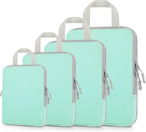 Compression Packing Cubes, Travel Accessories Packing Organizer, Lightweight Luggage Packing Cubes Travel Bag, Space Saving Travel Essentials for Suitcases(4Pack-Lake Blue)