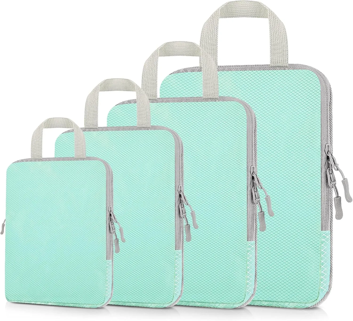 Compression Packing Cubes, Travel Accessories Packing Organizer, Lightweight Luggage Packing Cubes Travel Bag, Space Saving Travel Essentials for Suitcases(4Pack-Lake Blue)