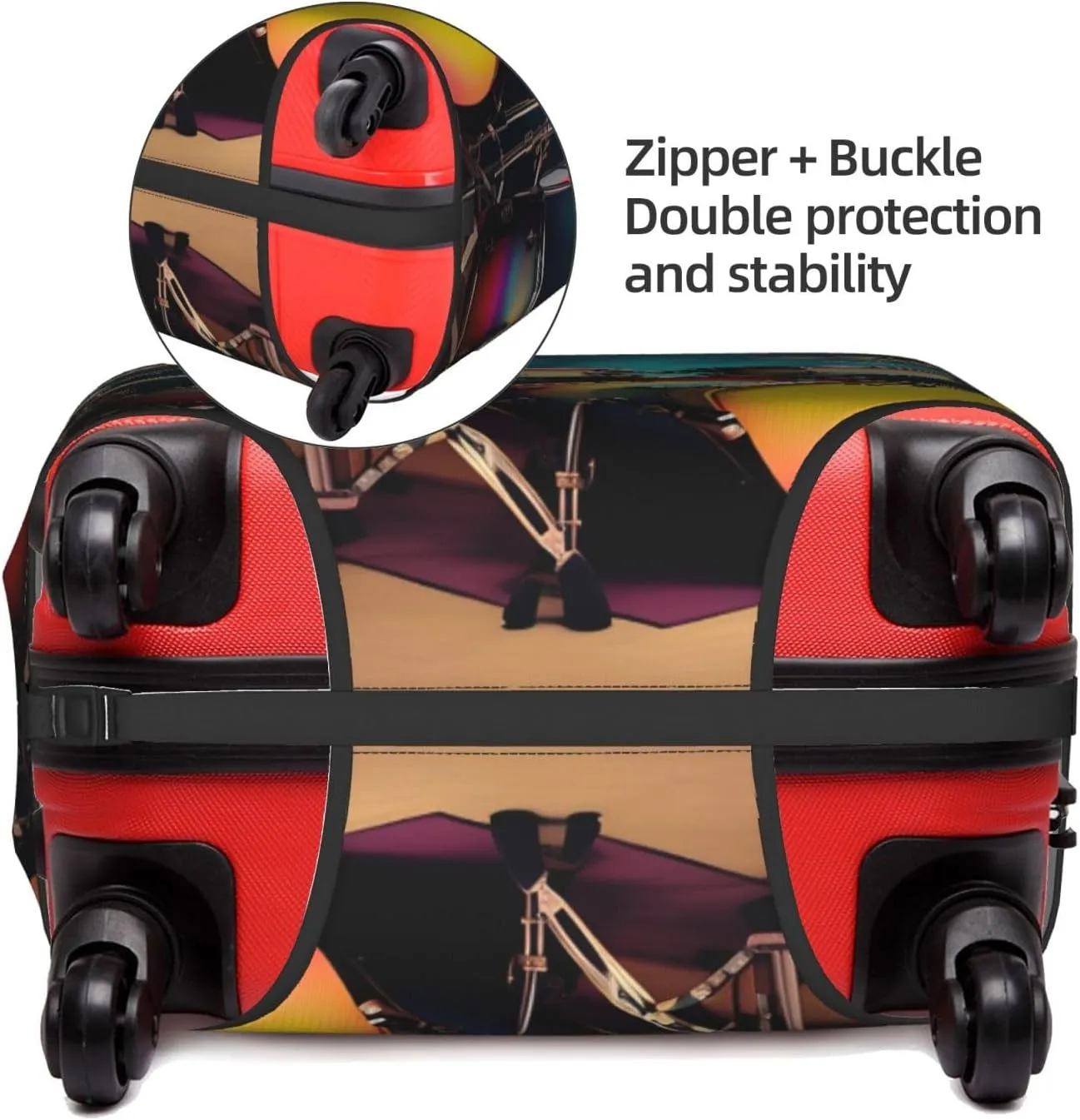 Cool Drums Set Print Washable Suitcase Cover Protective Luggage Cover Anti Scratch Travel Gear Protector